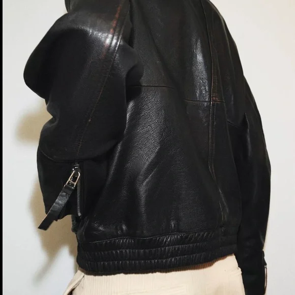 Zara Dark Brown Leather Jacket - Picture 3 of 4